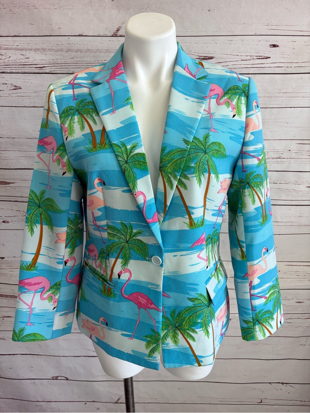 OppoSuits Flamingirl Tropical Flamingo Blazer Jacket Size 14 Palm Trees Cruise